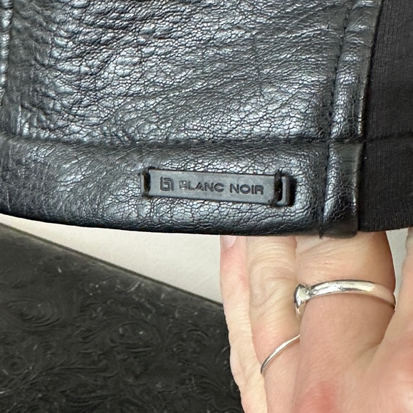 Blanc Noir Black Leather Moto Jacket - Athleisure Streetwear Chic - Size Small - Picture 8 of 15